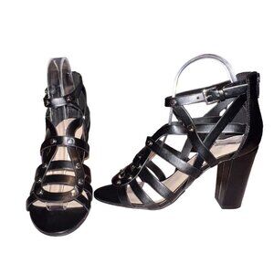 Marc‎ Fisher Womens Lusa Caged City Sandals Black Ankle Strap Size 6M EUC